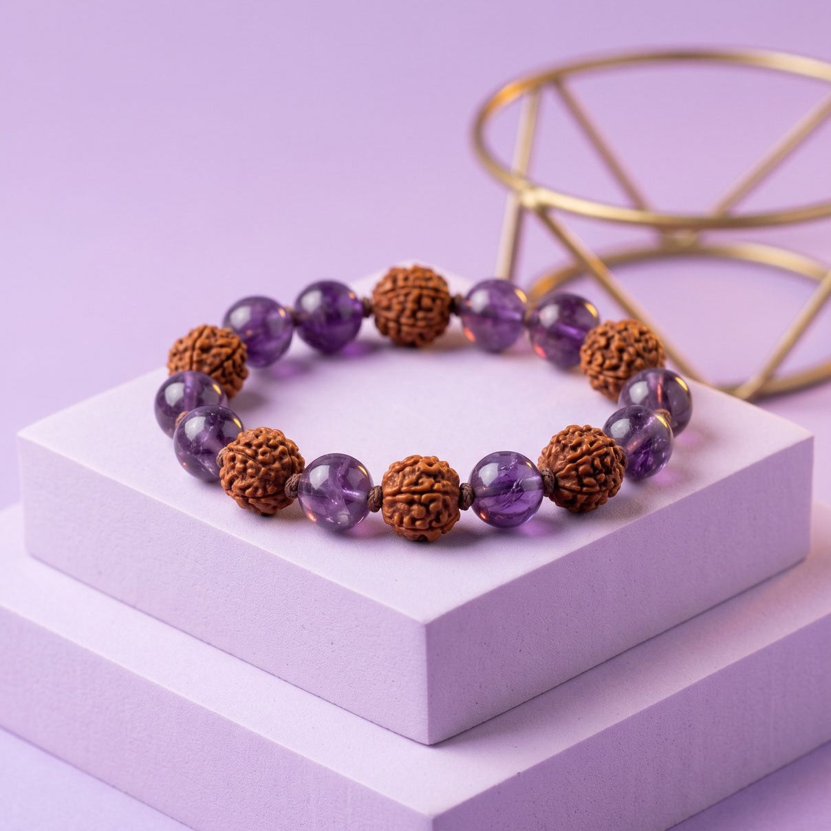Rudraksha + Amethyst Bracelet
